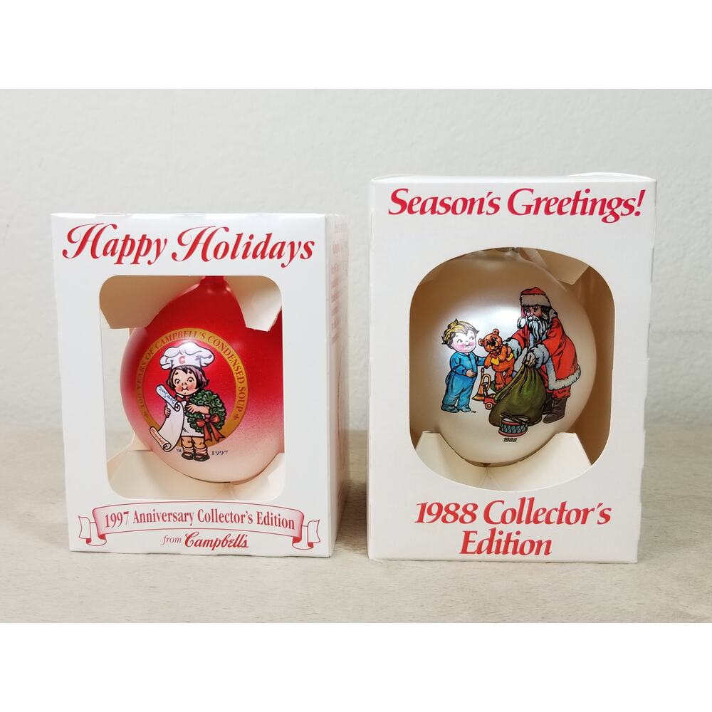 Christmas Tree Ball Ornament Campbell's 1997 1988 Mm Mm Good New In Box x2